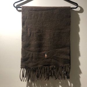 Polo Ralph Lauren Brown Lambs Wool Scarf w/ fringe